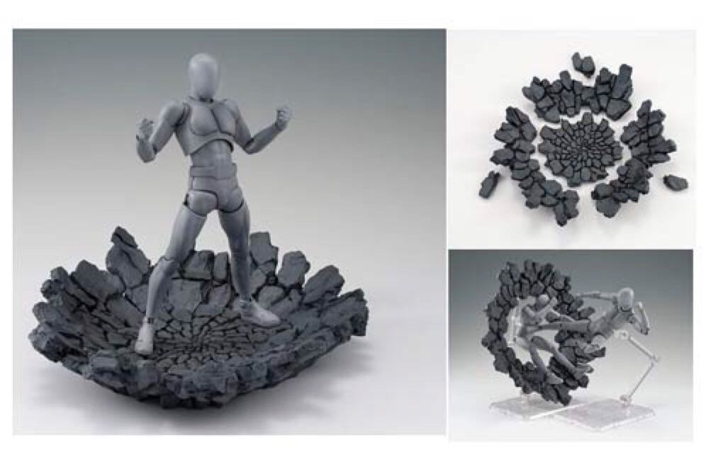 S.H.Figuarts: Tamashii Effect - Impact Stand Base Stage (Gray Version) - Bandai/Tamashii Nations (1/12 Scale Diorama Set) action figure collectible [Barcode 4543112856111] - Main Image 2