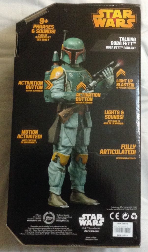 Talking Boba FETT - Lucusfilm/Disney (2005 Revenge of the Sith) action figure collectible [Barcode 461727682014] - Main Image 2
