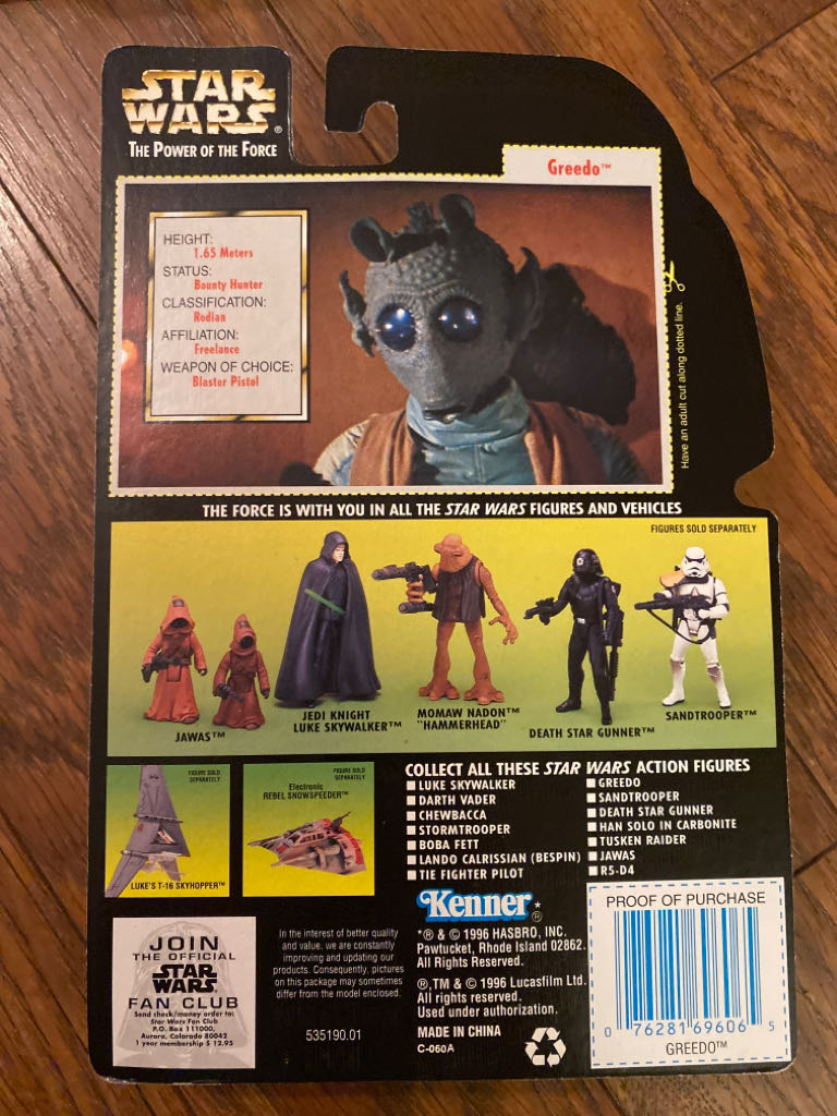 Hand Signed Greedo Power Of The Force Green Card - Kenner (Paul Blake Signed Greedo Card) action figure collectible [Barcode 4904398140064] - Main Image 2