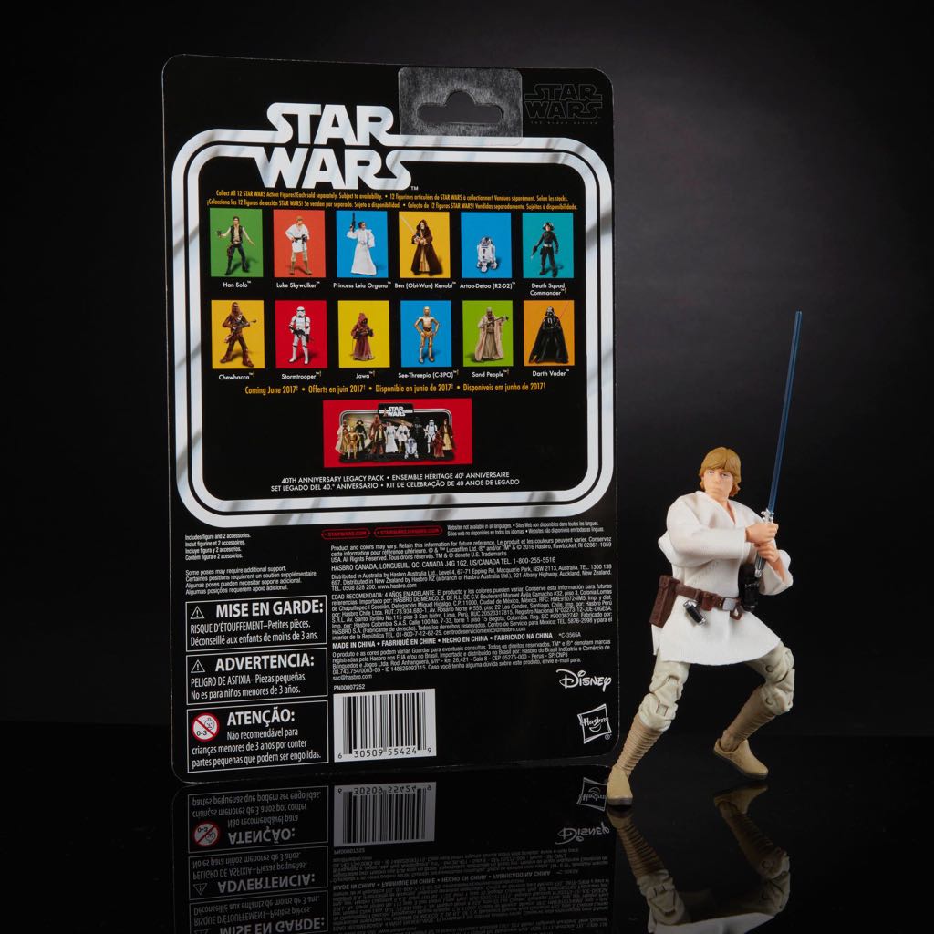 Luke Skywalker - Hasbro (Star Wars Black 6” 40th Anniversary) (Starwars Black 6 inch) action figure collectible [Barcode 5010993387212] - Main Image 2