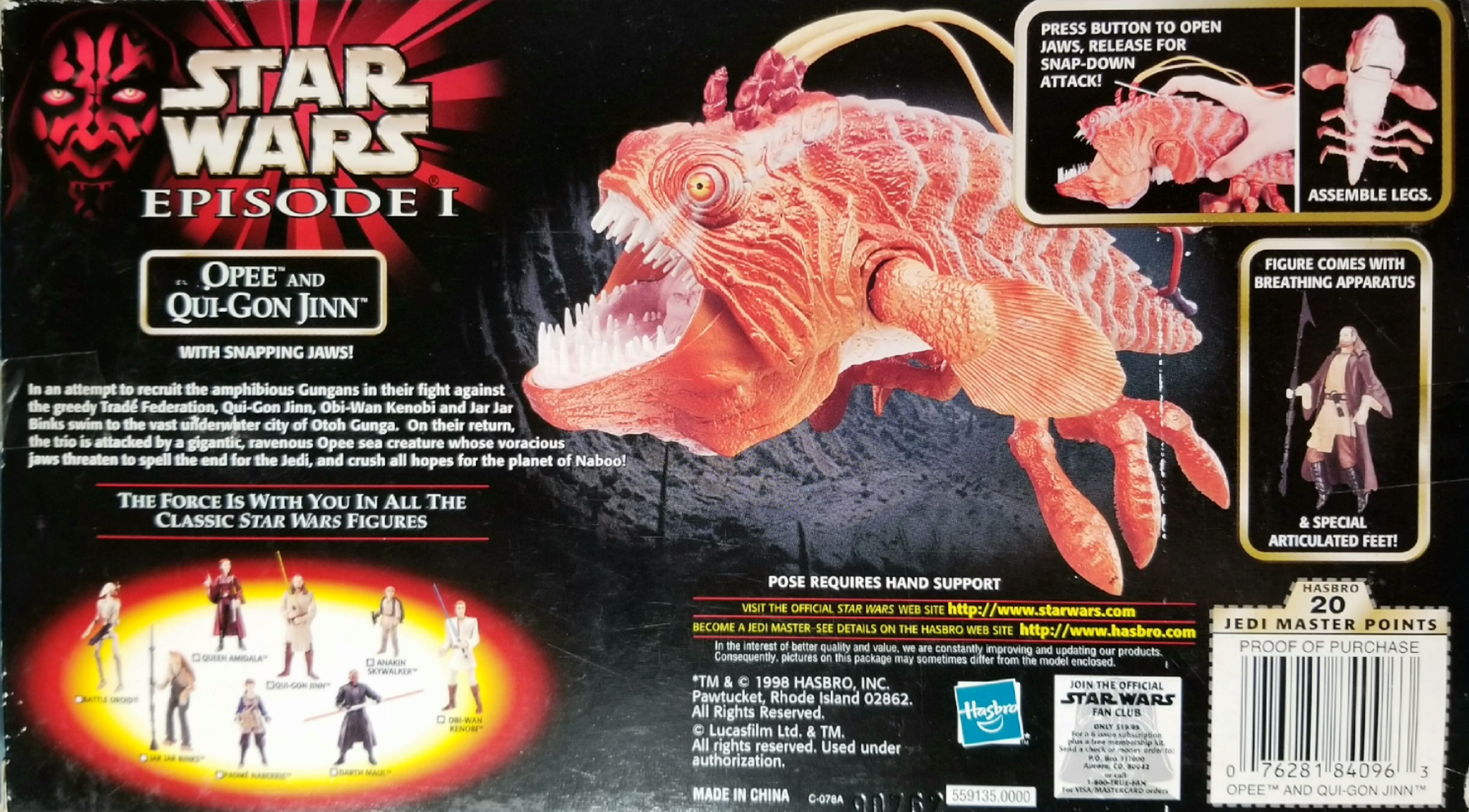Phantom Menace Creature 3.75 - Opee & Qui Gon Jinn TPM - Hasbro (Episode I The Phantom Menace) action figure collectible [Barcode 5023117471926] - Main Image 2