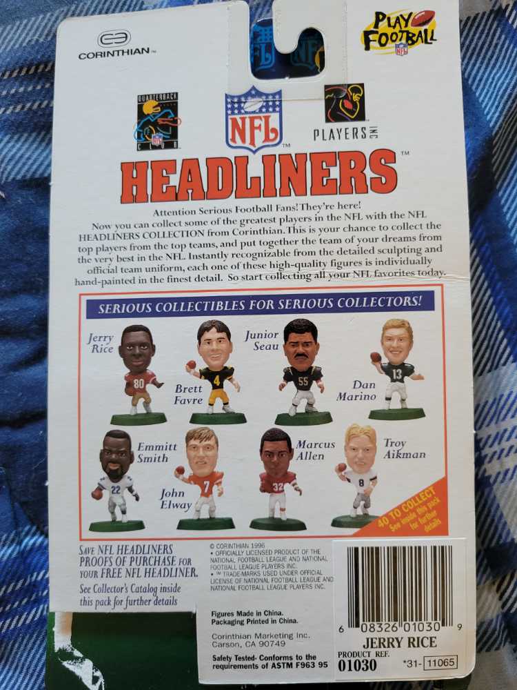 Jerry Rice - Corinthian (NFL Headliners) action figure collectible [Barcode 608326010309] - Main Image 2