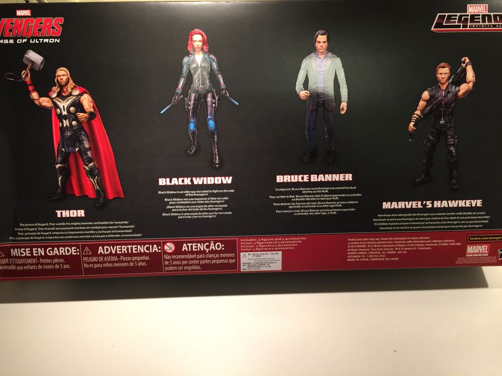 Avengers Age Of Ultron Thor, Black Widow, Bruce Banner & Hawkeye - Hasbro (Marvel Legends Series Avengers 4 Pack) action figure collectible [Barcode 630509359479] - Main Image 2