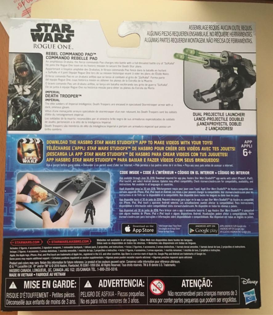 Rebel Commando Pao & Imperial Death Trooper - Hasbro (Star Wars: Rogue One) action figure collectible [Barcode 630509420063] - Main Image 2
