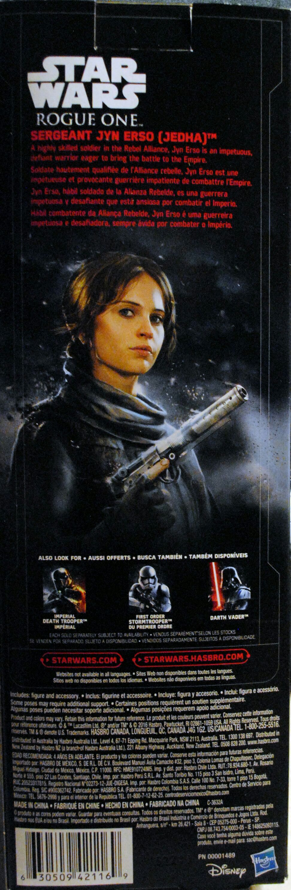 Sergeant Jyn Erso (Jedha) - Disney / Hasbro (Heroes 12” 2015- Now) action figure collectible [Barcode 630509421169] - Main Image 2