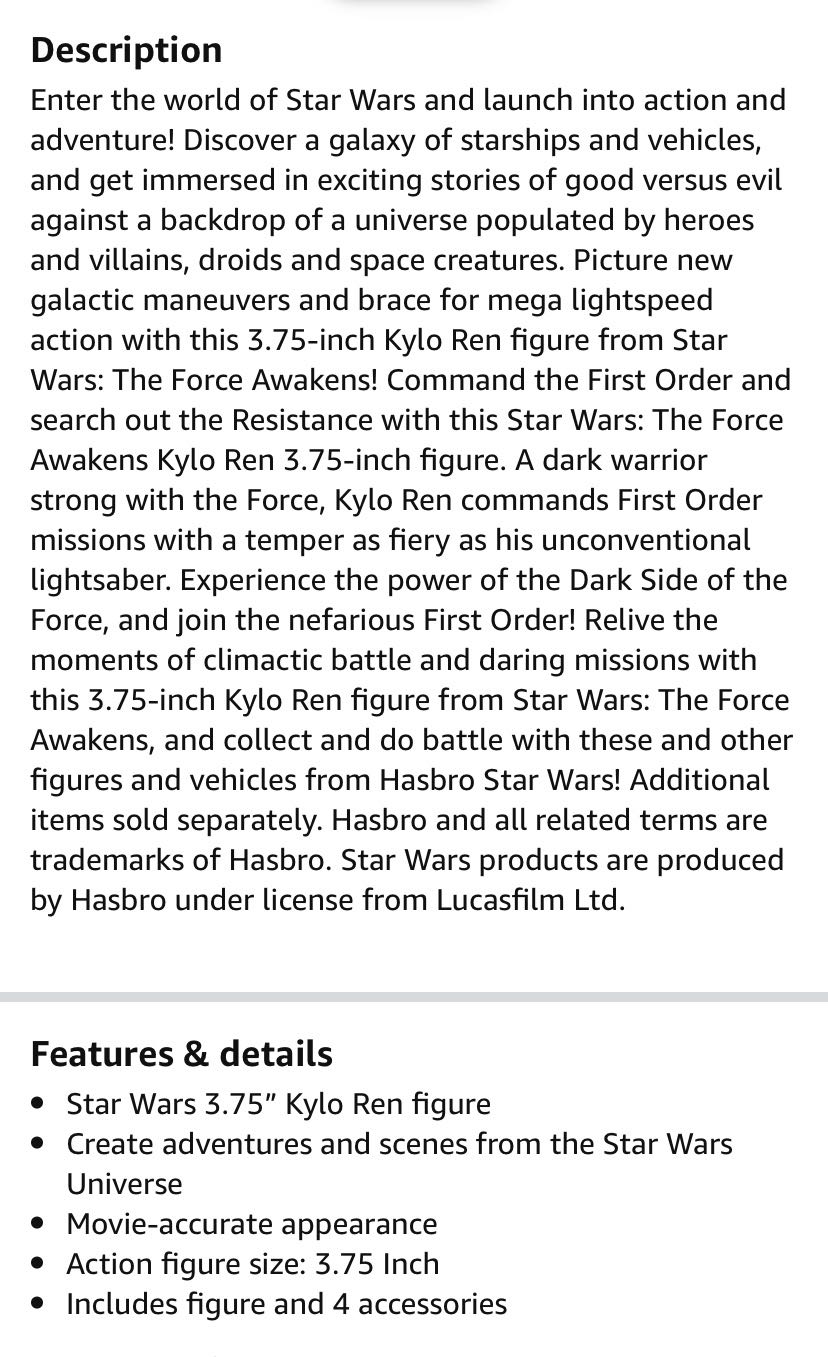 Rogue One - Kylo Ren - Disney/ Hasbro (Rogue One) action figure collectible [Barcode 630509455973] - Main Image 3