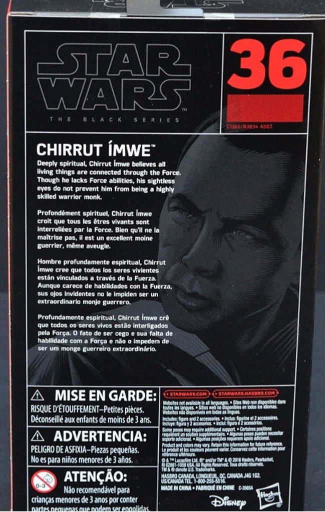 Chirrut Imwe - Hasbro (Star Wars Black 6”) (Starwars Black 6 inch) action figure collectible [Barcode 630509518555] - Main Image 2