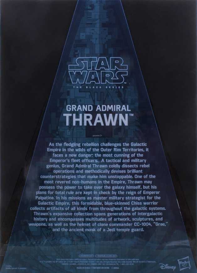 (D) Grand Admiral Thrawn (2017 SDCC Exclusive) - Hasbro (Star Wars Black 6”) (Star Wars) action figure collectible [Barcode 630509573431] - Main Image 4