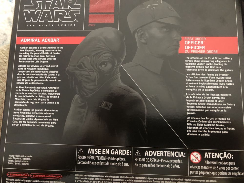 Admiral Ackbar & First Order Officer - Hasbro (Star Wars Black 6”) (Star Wars: Black Series: 6”) action figure collectible [Barcode 630509602193] - Main Image 3
