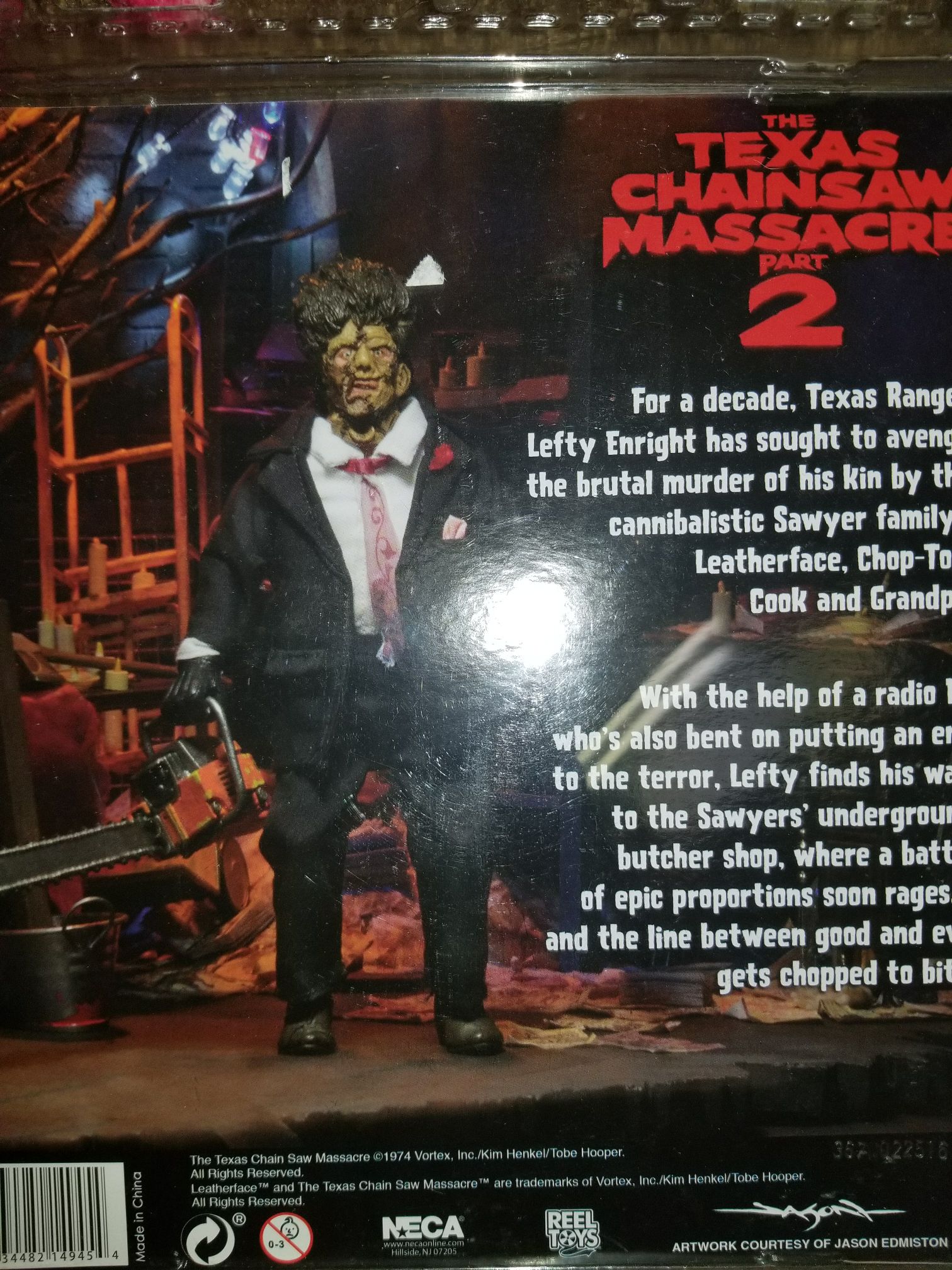 NECA / Reel Toys 8” Texas Chainsaw Massacre Part 2 Series LEATHERFACE - Neca (Y Horror) action figure collectible [Barcode 634482149454] - Main Image 2
