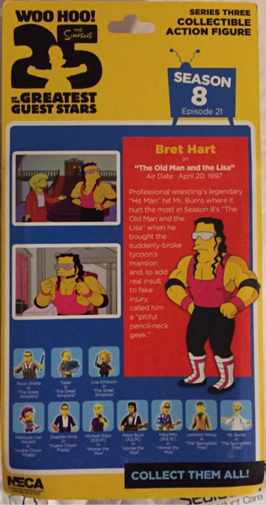 The Simpsons - Bret Hart - Neca (The Simpsons 25 Of The Greatest Guest Stars) action figure collectible [Barcode 634482160497] - Main Image 2