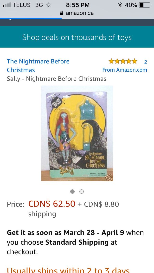 Nightmare Before Christmas- Limited Edition Figurines - Sally - Neca action figure collectible [Barcode 634482322727] - Main Image 2
