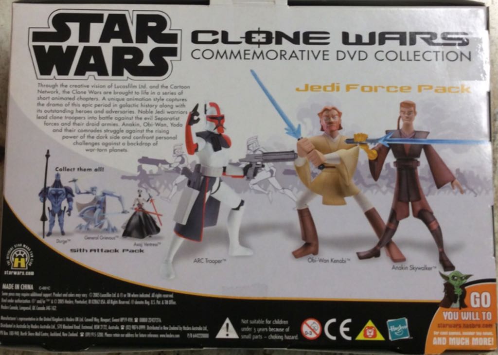 Clone WarsCommemorative DVD Collection (Jedi Force) ARC Trooper, Obi-wan Kenobi, Anakin Skywalker - Hasbro (Star Wars Clone Wars Carton Network) action figure collectible [Barcode 653569048503] - Main Image 2
