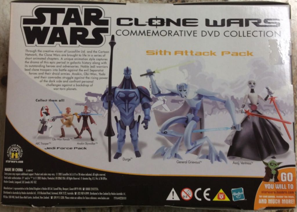 Commemorative DVD Collection Sith Attack Pack, Durge, General Grievous, Asajj Ventress - Hasbro (2003 The Clone Wars Realistic-Animated) action figure collectible [Barcode 653569048510] - Main Image 2