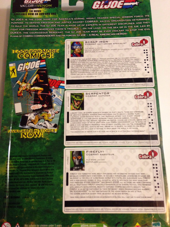 Scrap-Iron, Serpentor, Firefly - Hasbro (G. I. JOE) action figure collectible [Barcode 653569054078] - Main Image 2