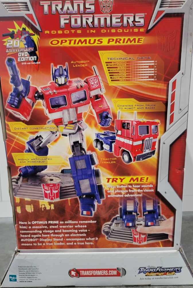 Optimus Prime 20th Anniversary DVD (Boxed) 2nd - Hasbro (Masterpiece Large Scale) action figure collectible [Barcode 653569183426] - Main Image 4