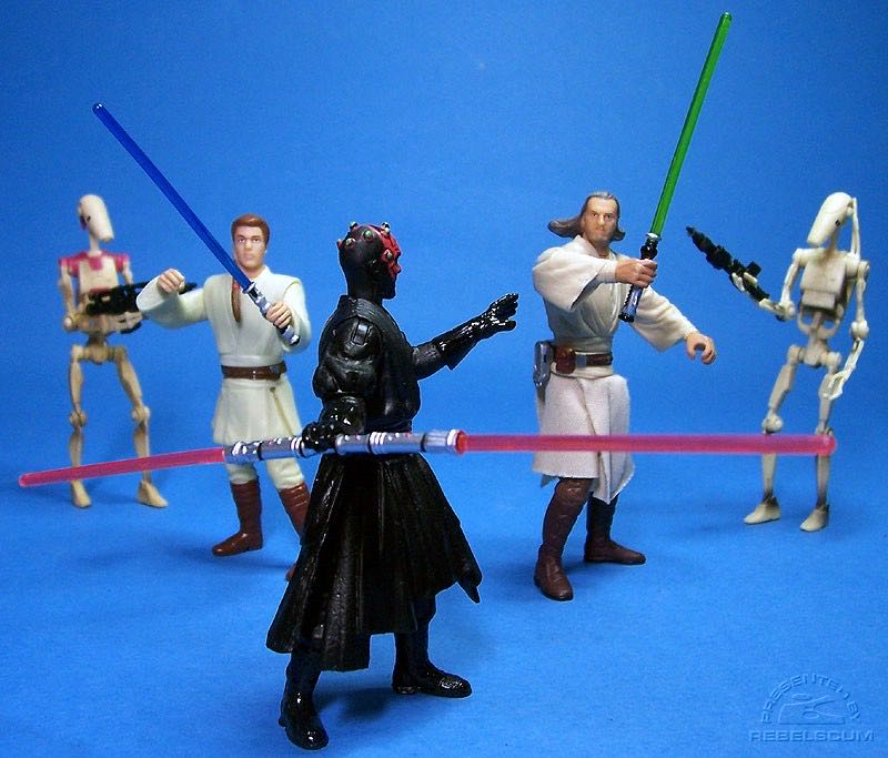 Obi-Wan Kenobi , Darth Maul , Qui-Gon Ginn - Star War (The Phantom Menace) (Battle Pack Sith Lord Attack) - Hasbro (Star Wars) action figure collectible [Barcode 653569183471] - Main Image 3