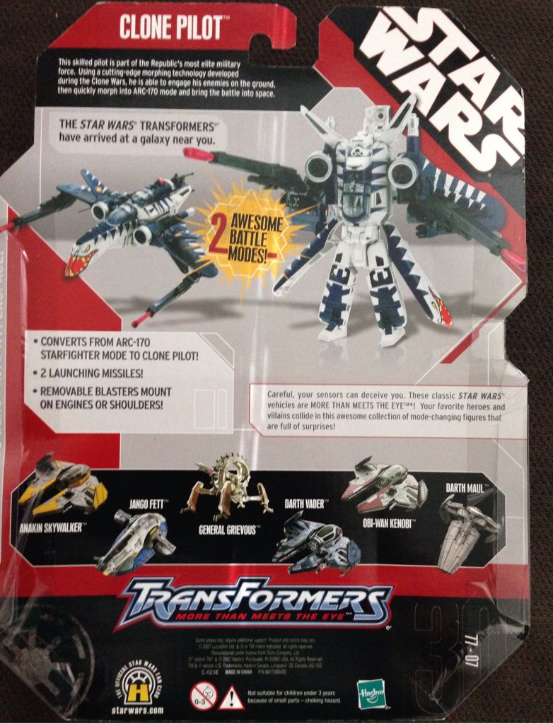 Clone Pilot™ To Arc 170 Starfighter™ - Hasbro (Transformers Crossovers (Star Wars)) action figure collectible [Barcode 653569206989] - Main Image 2