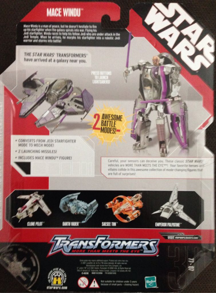 Collab Star Wars: Transformers: Mace Windu™ To Jedi Starfighter™ - Hasbro (Transformers Crossovers (Star Wars)) action figure collectible [Barcode 653569207078] - Main Image 2