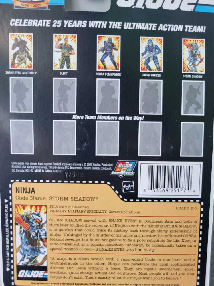 Storm Shadow v22 - Hasbro (G.I. Joe 3 3/4” 25th Anniversary) action figure collectible [Barcode 653569251774] - Main Image 4
