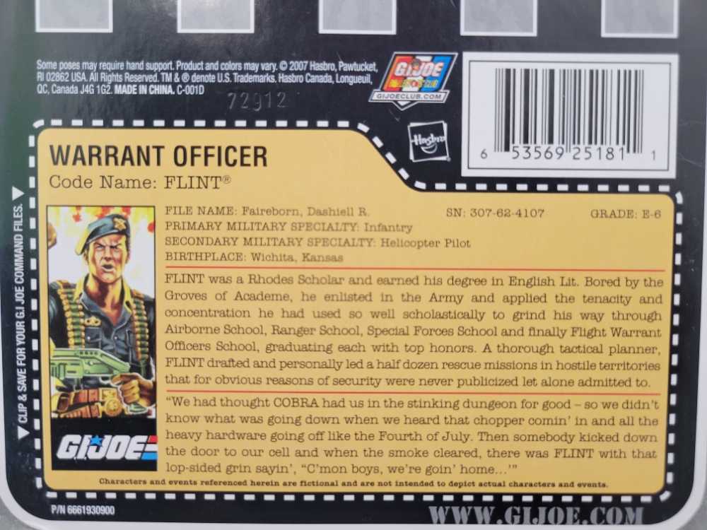 Flint V11 - Hasbro (G.I. Joe 3 3/4” 25th Anniversary) action figure collectible [Barcode 653569251811] - Main Image 3