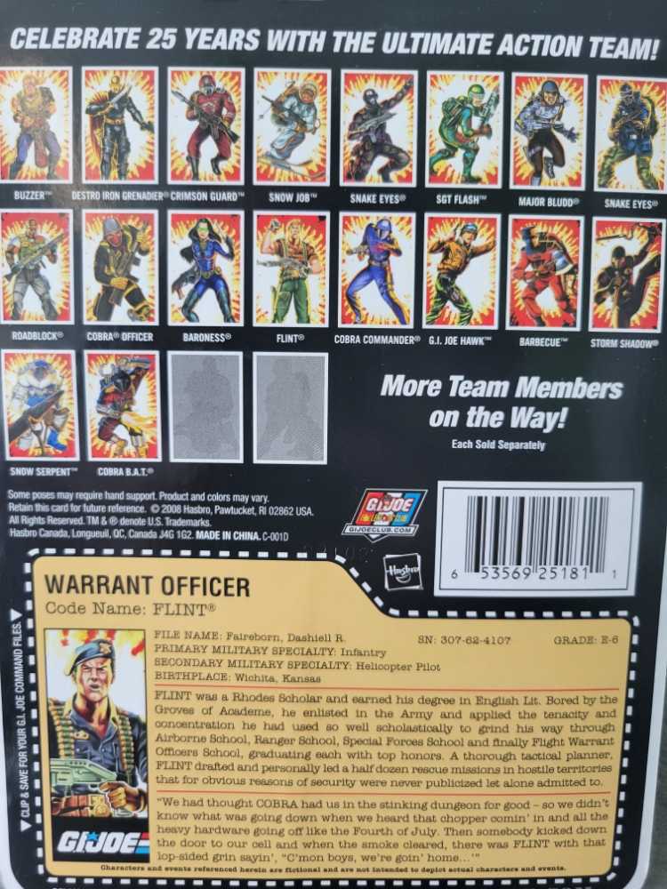 Flint V11 - Hasbro (G.I. Joe 3 3/4” 25th Anniversary) action figure collectible [Barcode 653569251811] - Main Image 4
