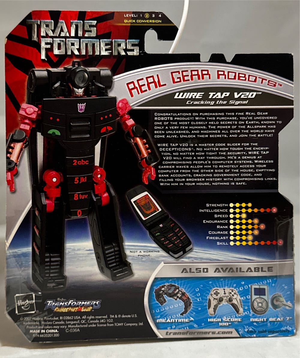 Wire Tap V20 - Hasbro (Transformers Real Gear Robots) action figure collectible [Barcode 653569266983] - Main Image 2