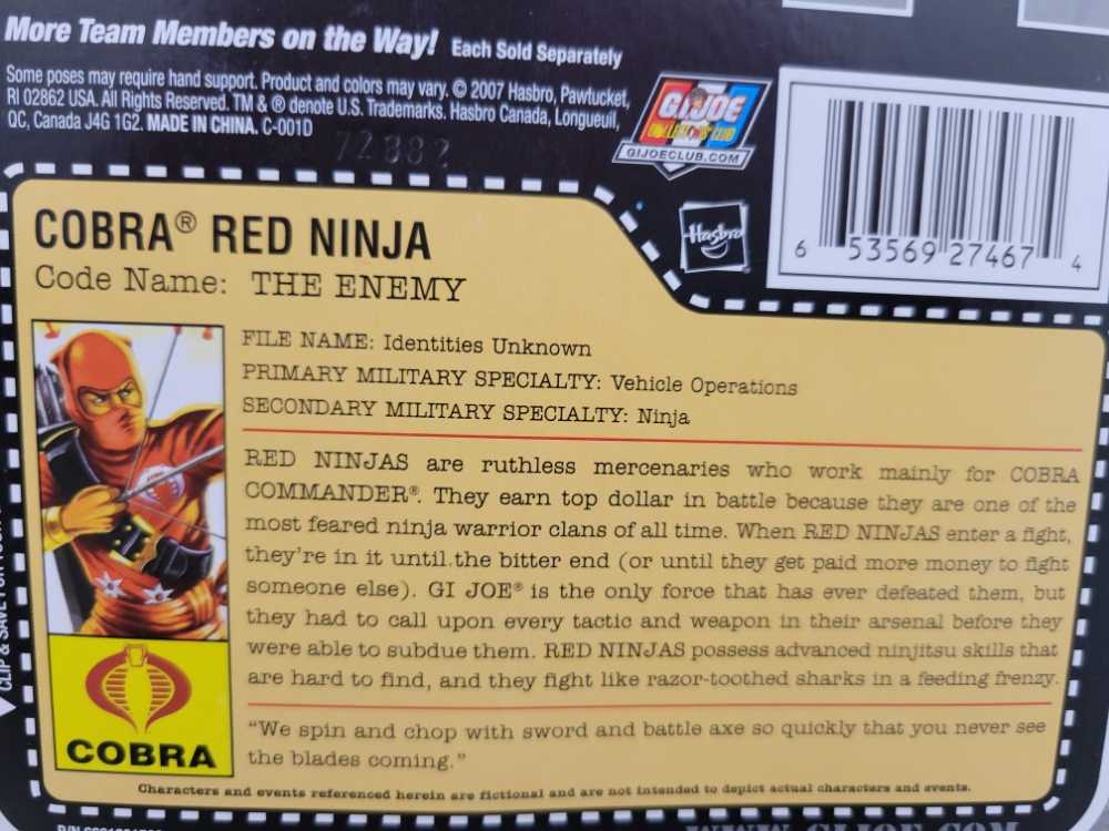 Red Ninja - Hasbro (G. I. JOE) action figure collectible [Barcode 653569274674] - Main Image 4