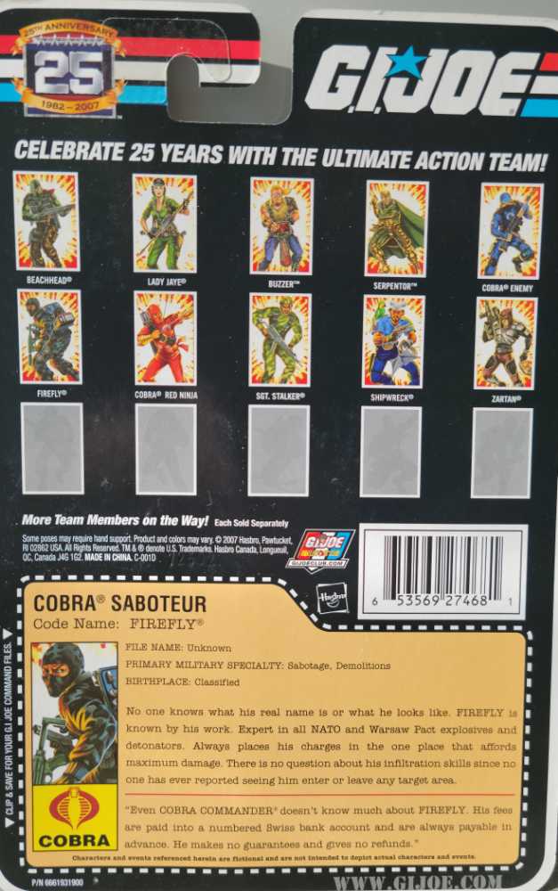 G.I. Joe: 25th Anniversary - Firefly - Hasbro (G.I. Joe 3 3/4” 25th Anniversary) action figure collectible [Barcode 653569274681] - Main Image 4