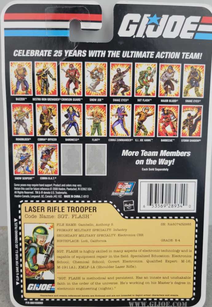 Sgt Flash [v2] - Hasbro (G.I. Joe 3 3/4” 25th Anniversary) action figure collectible [Barcode 653569289340] - Main Image 4
