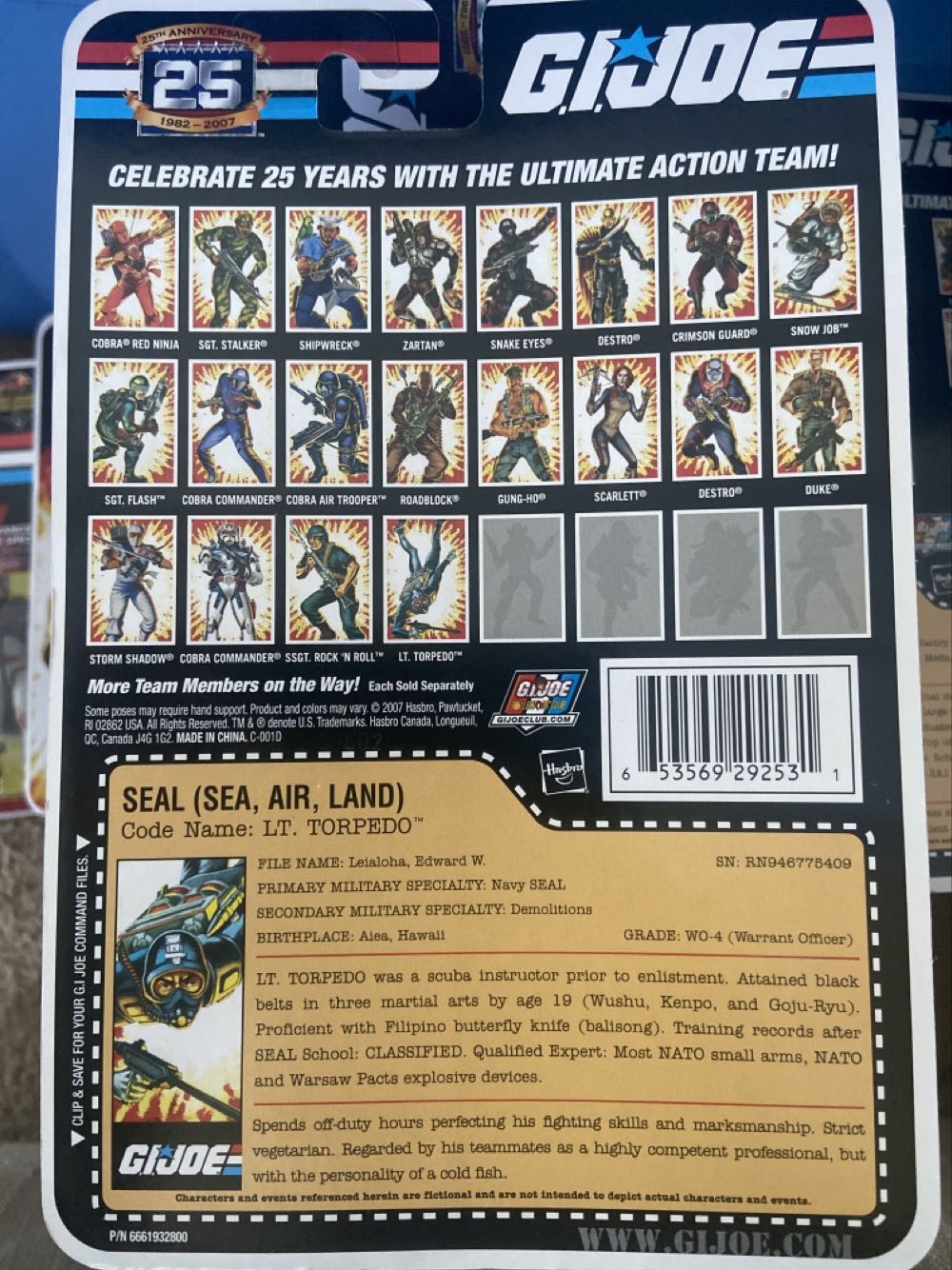 Lt. Torpedo - Hasbro - G.I. Joe (G.I. Joe 3 3/4” 25th Anniversary) action figure collectible [Barcode 653569292531] - Main Image 3