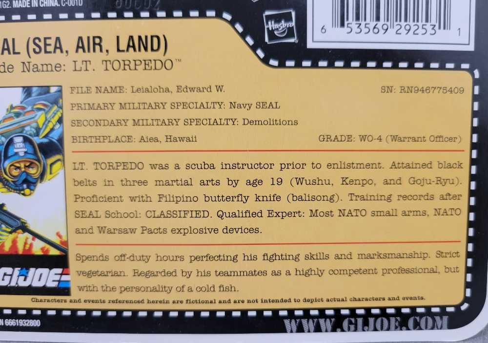 Lt. Torpedo - Hasbro - G.I. Joe (G.I. Joe 3 3/4” 25th Anniversary) action figure collectible [Barcode 653569292531] - Main Image 4