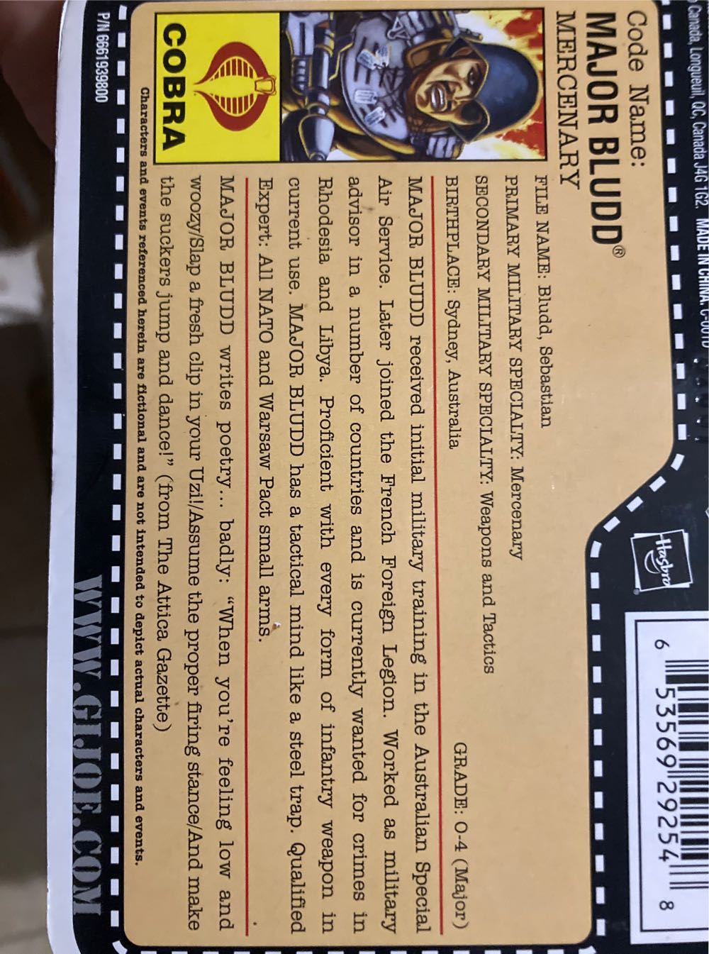 G.I. Joe: 25th Anniversary - Major Bludd - Hasbro (G.I. Joe: 25th Anniversary) action figure collectible [Barcode 653569292548] - Main Image 4