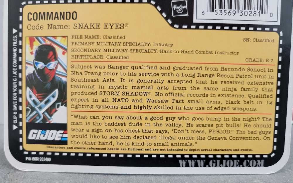 Commando (Code Name: Snake Eyes, version 2) - Hasbro (G.I. Joe 25th Anniverary) action figure collectible [Barcode 653569302810] - Main Image 3
