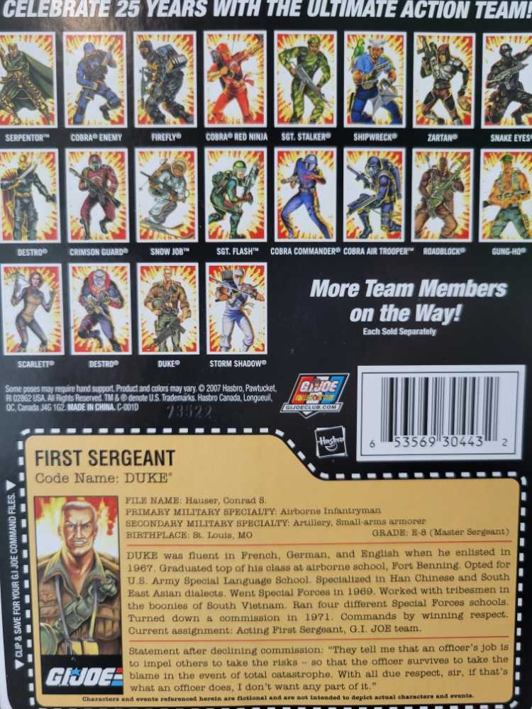 Duke [v23] - Hasbro (G.I. Joe 3 3/4” 25th Anniversary) action figure collectible [Barcode 653569304432] - Main Image 4