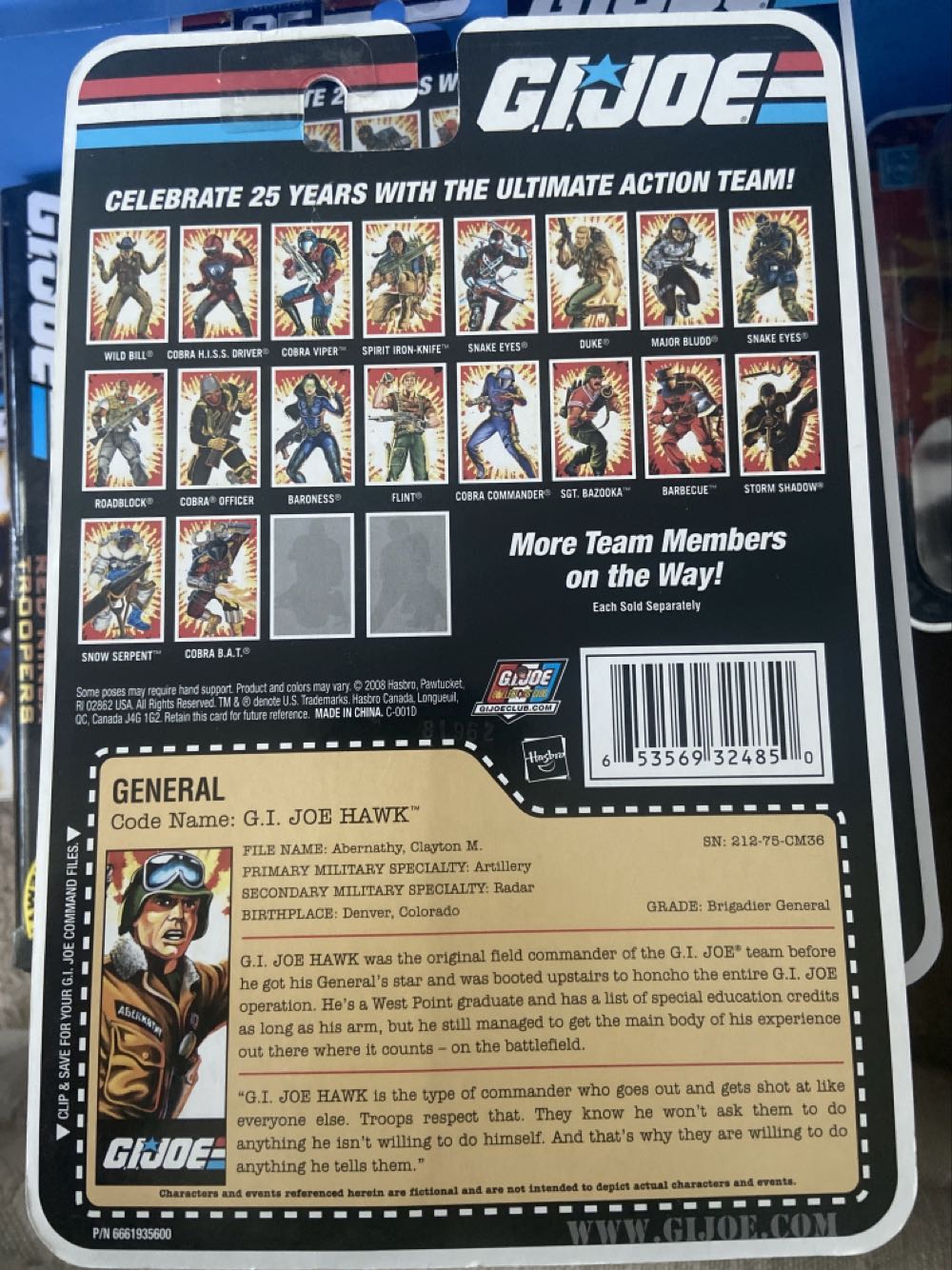 General Hawk (G.I. Joe General) - Hasbro (G.I. Joe 25th Anniversary) action figure collectible [Barcode 653569324850] - Main Image 3