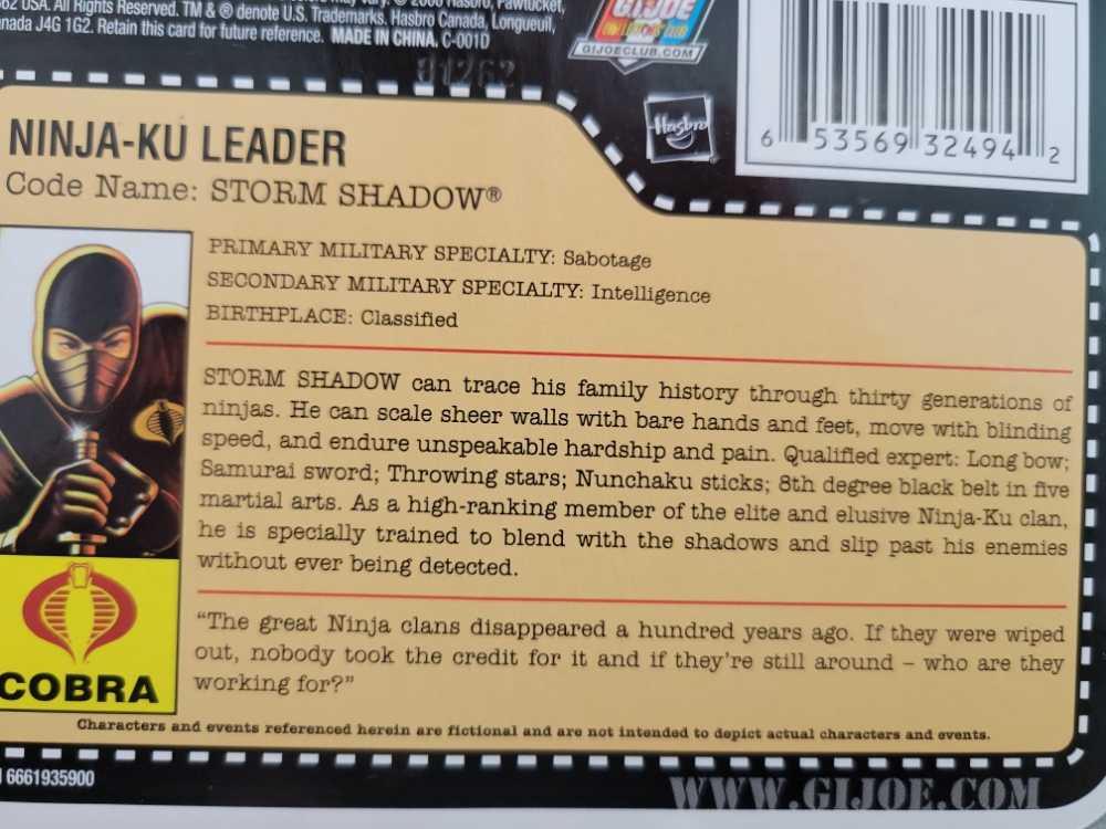 Storm Shadow (Ninja-Ku Leader) - Hasbro (G.I. Joe: 25th Anniversary) action figure collectible [Barcode 653569324942] - Main Image 3