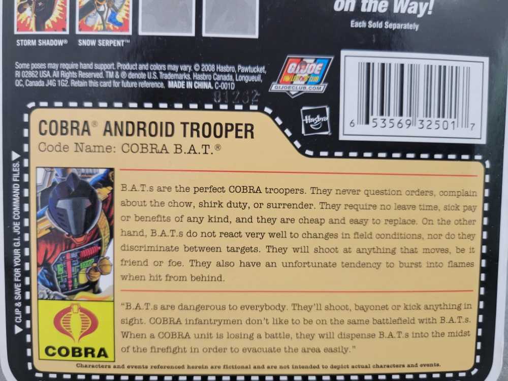 B.A.T. - Hasbro (G.I. Joe 3 3/4” 25th Anniversary) action figure collectible [Barcode 653569325017] - Main Image 4