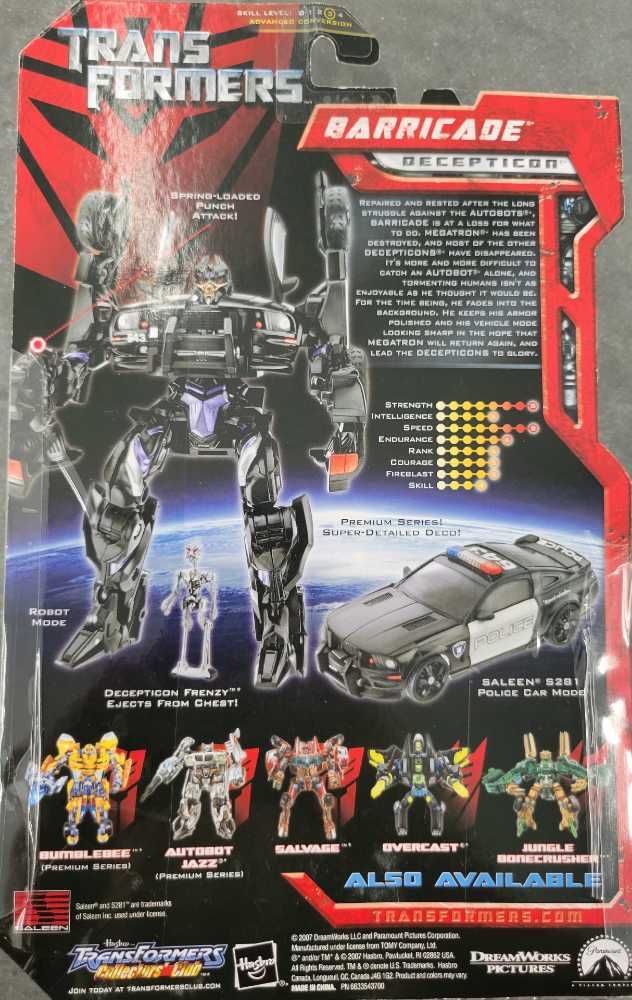 Barricade With Frenzy Premium 3rd Robot Mode - Hasbro (Movie) action figure collectible [Barcode 653569329640] - Main Image 3