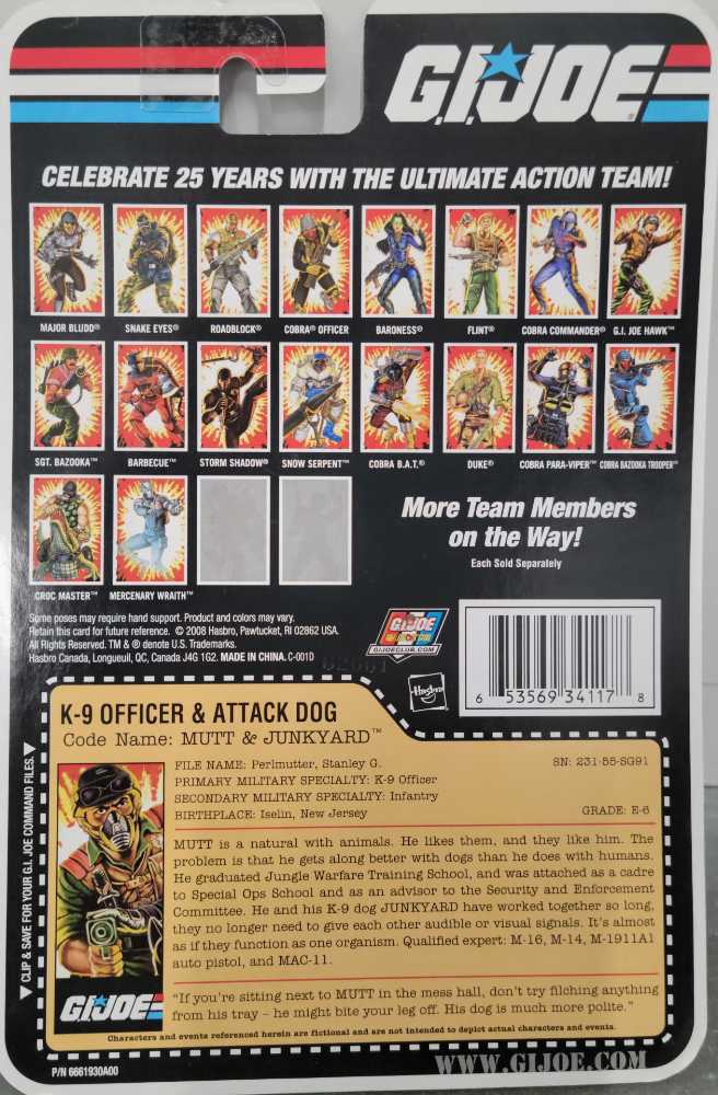 Mutt V1 - Hasbro (G.I. Joe 3 3/4” 25th Anniversary) action figure collectible [Barcode 653569341178] - Main Image 3