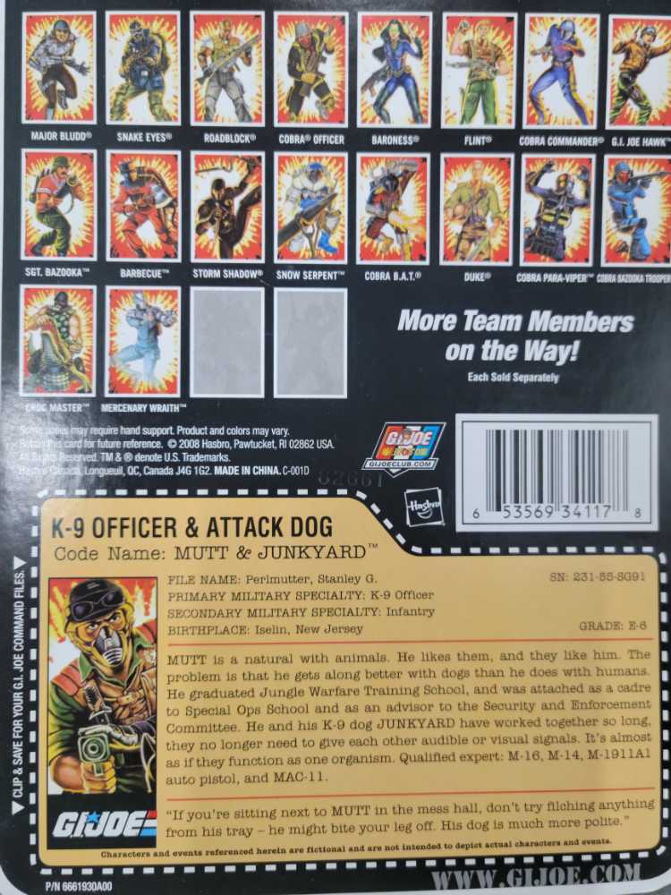 Mutt V1 - Hasbro (G.I. Joe 3 3/4” 25th Anniversary) action figure collectible [Barcode 653569341178] - Main Image 4