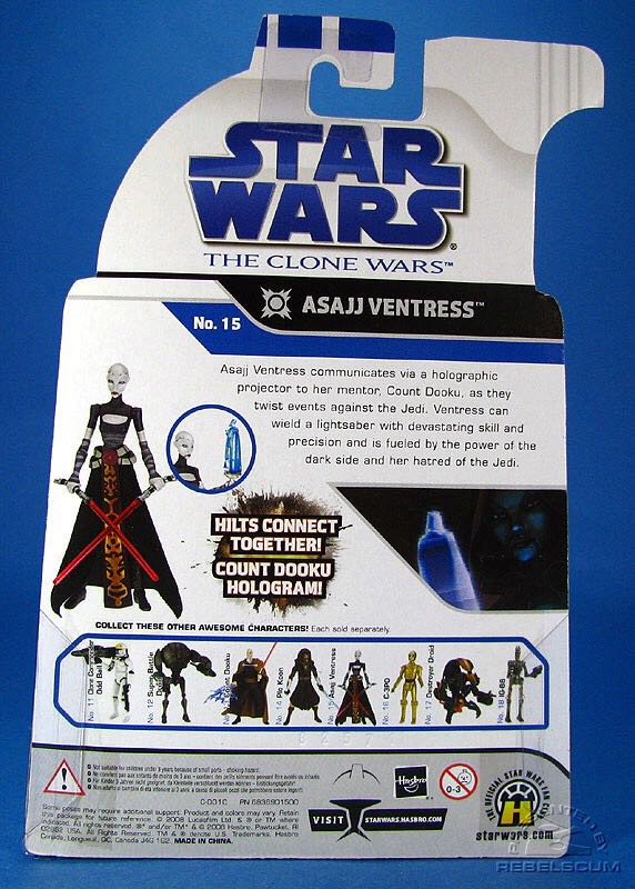 CW1 #15 Asajj Ventress - Hasbro (The Clone Wars) action figure collectible [Barcode 653569350521] - Main Image 2