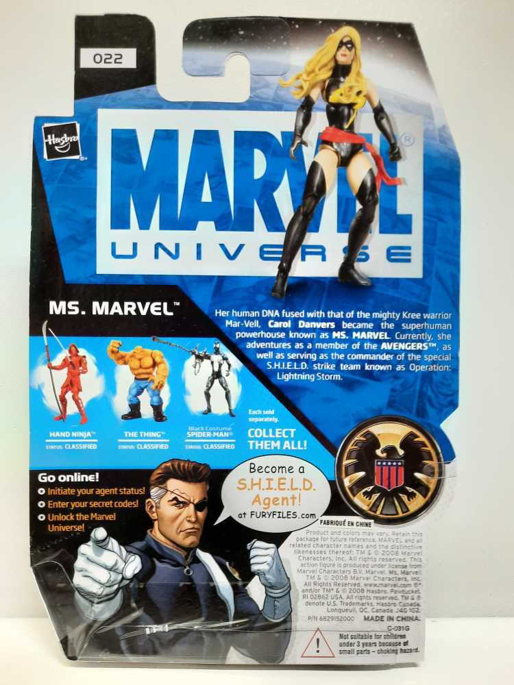 Ms. Marvel (Black Outfit & Long Hair) - Hasbro (Marvel Universe) action figure collectible [Barcode 653569375340] - Main Image 2