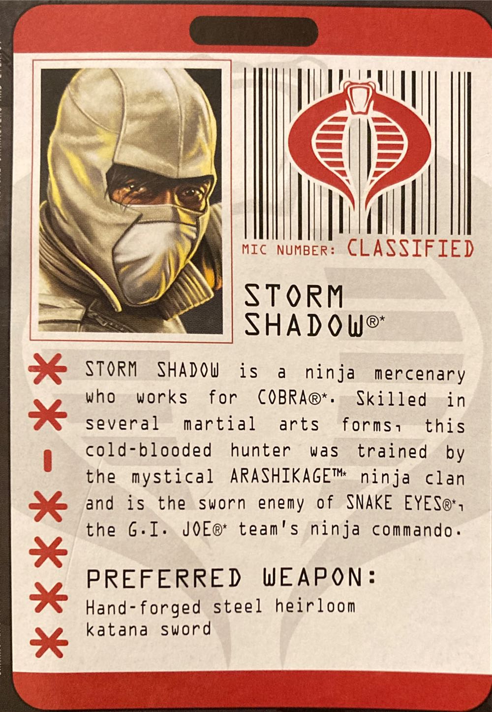 Storm Shadow (Ninja Mercenary) - Hasbro (G.I. Joe: The Rise Of Cobra) action figure collectible [Barcode 653569385035] - Main Image 4