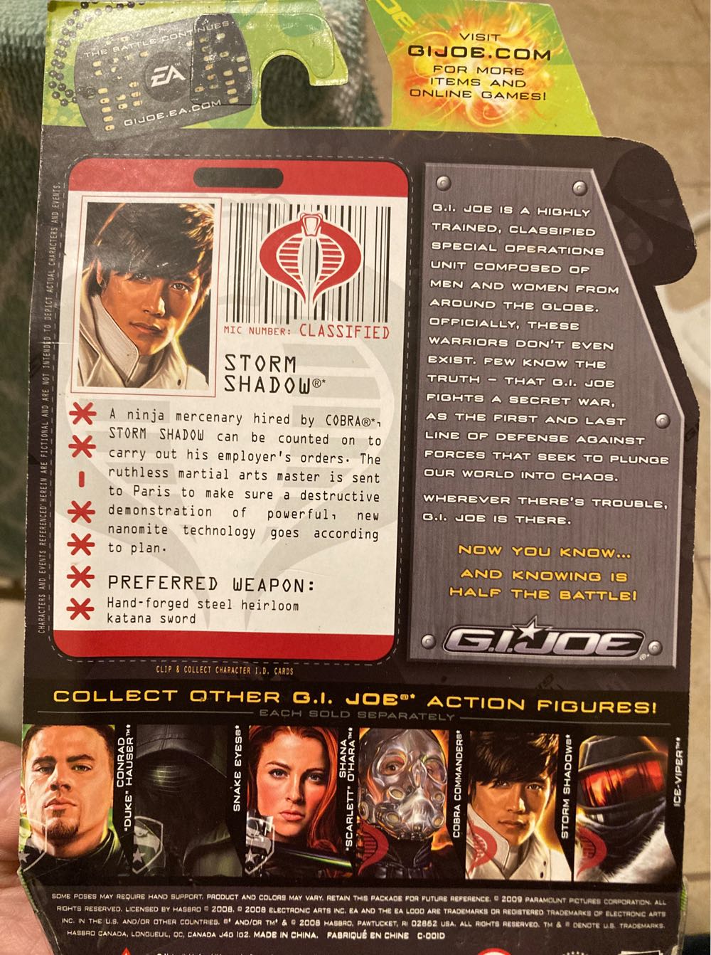 Storm Shadow (Paris Pursuit) - Hasbro (G.I. Joe: The Rise Of Cobra) action figure collectible [Barcode 653569403098] - Main Image 2