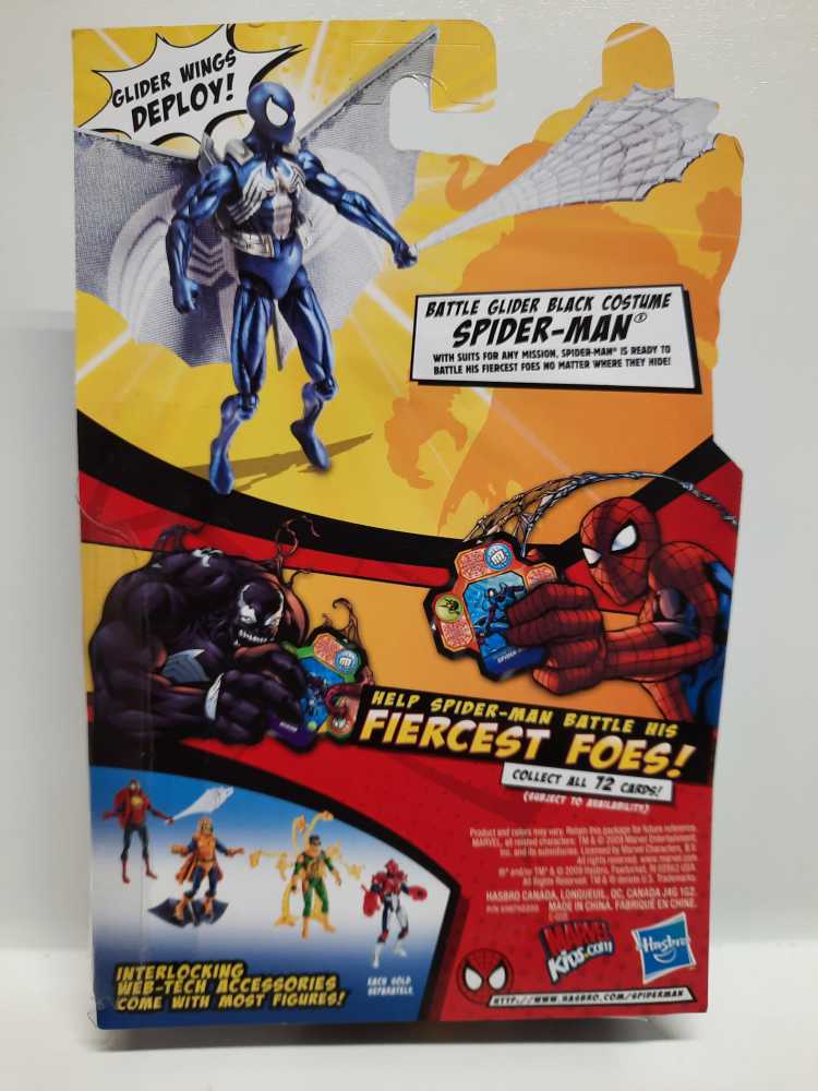 3.75” Fierce Foes Spider-Man (Battle Glider Black Costume) - Hasbro (Marvel: Spider-Man: 3”) action figure collectible [Barcode 653569485513] - Main Image 2