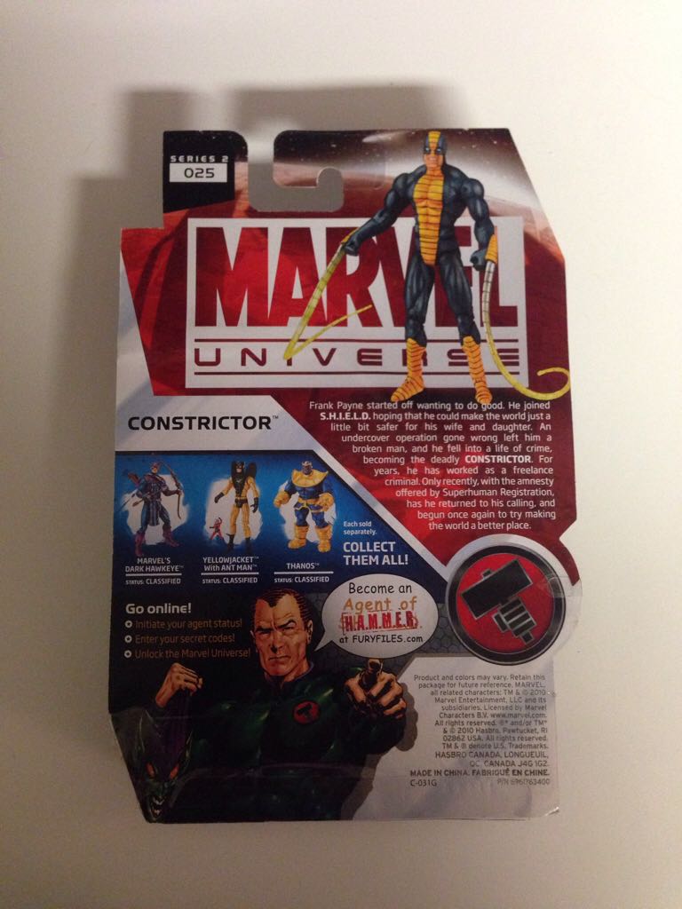 CONSTRICTOR - Hasbro (Marvel Universe 3.75”) action figure collectible [Barcode 653569510550] - Main Image 2