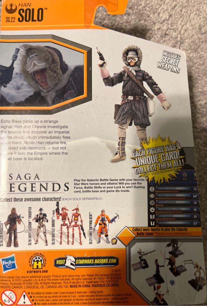 Han Solo (Hoth Gear) - Hasbro (Saga Legends 3.75” 2010) action figure collectible [Barcode 653569528418] - Main Image 2