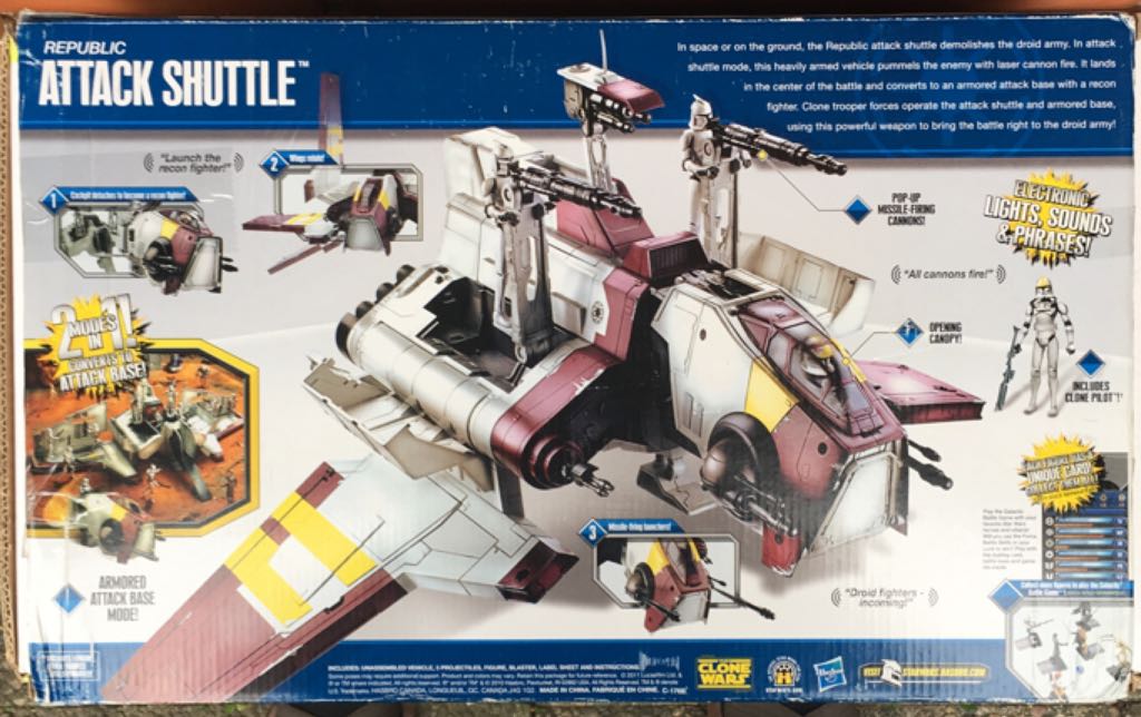 Republic Attack Shuttle Star Wars The Clone Wars - Hasbro (Star Wars - The Clone Wars (Blue)) action figure collectible [Barcode 653569600145] - Main Image 2