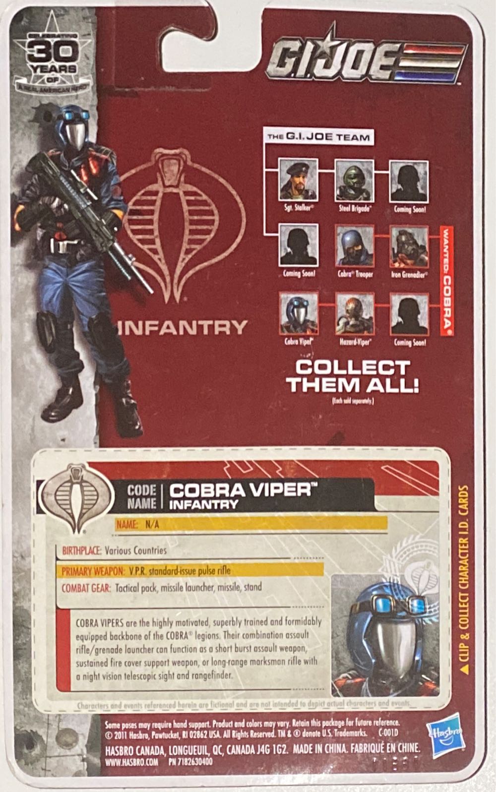 Hasbro G.I. Joe 30th Anniversary Action Figures (2012 Wave 1): Cobra Viper - Hasbro (G.I. Joe: 30th Anniversary) action figure collectible [Barcode 653569646259] - Main Image 3